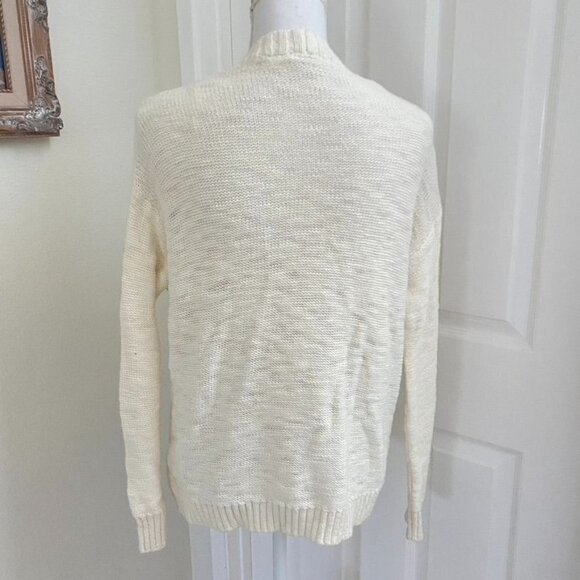 Gap Open Front Cardigan Off White Ribbed Front Sz Medium - Picture 3 of 8